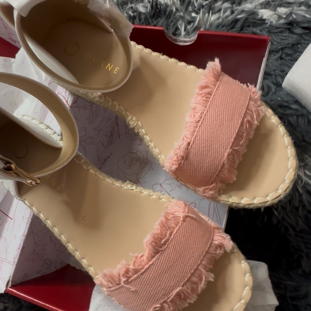 Journee Collection Tristeen Espadrille Sliver Wedge Sandals Pink,Size 6.5 NIB - Picture 15 of 15